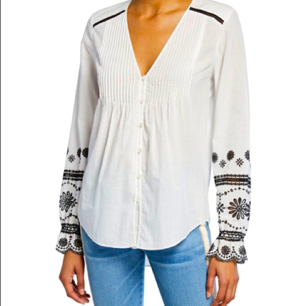 Veronica Beard
Siona Embroidered Button-Front Top